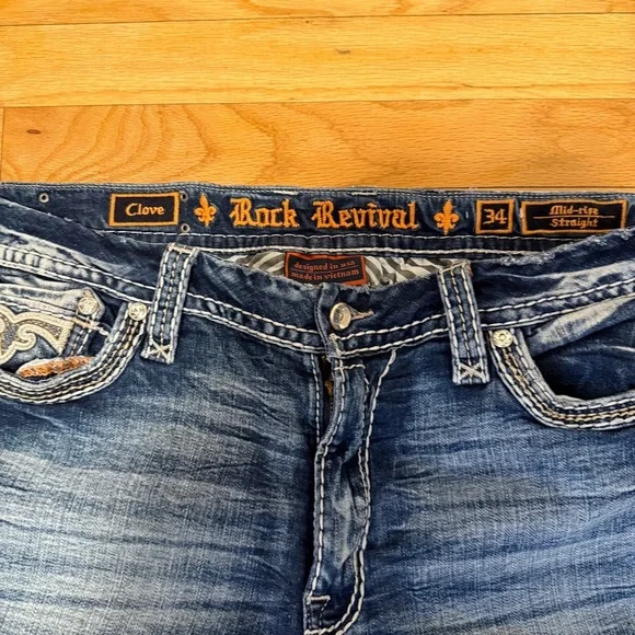 Women's Rock Revival Clove Mid-Rise Straight 34x32